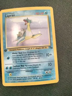 Pokemon TCG Lapras 10/62 Pokemon Fossil Holo First Edition - Image 2