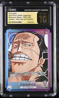 CGC 10 Pristine One Piece Crocodile Romance Dawn Parallel Alt Art OP01-062 Jpn - Image 1