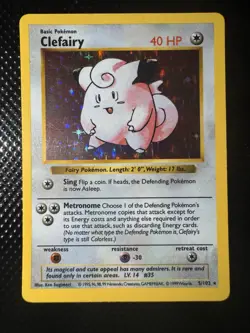 Pokemon TCG Clefairy Base Set Shadowless 5/102 Holo Rare 40 HP English - Image 1