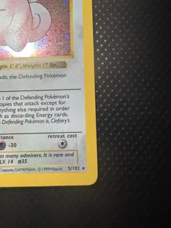 Pokemon TCG Clefairy Base Set Shadowless 5/102 Holo Rare 40 HP English - Image 4