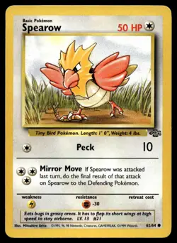 Spearow 62/64 Pokemon Card Jungle Common 50 HP Lightly Played W30 - Image 1