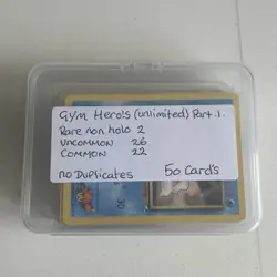 Pokemon TCG Gym Hero Bundle 50 Cards No Duplicates WOTC Vintage 1999 2000 - Image 1