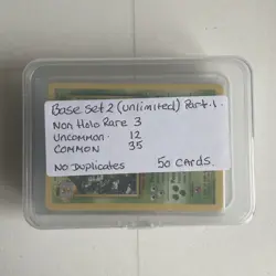 Pokemon TCG Base Set 2 Bundle 50 Cards No Duplicates Vintage WOTC 2000s - Image 1
