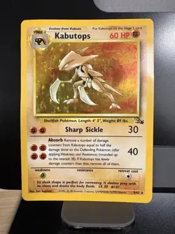 Pokemon TCG Kabutops Holo Rare Card 9/62 Fossil Unlimited 1999 Vintage - Image 1