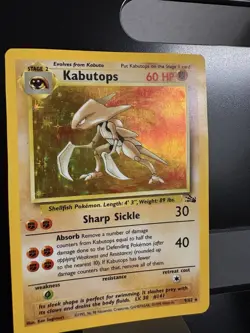 Pokemon TCG Kabutops Holo Rare Card 9/62 Fossil Unlimited 1999 Vintage - Image 2