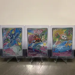 2026 Pokemon First Partner Illustration Gen 7 Rowlet, Litten, and Popplio - Image 1