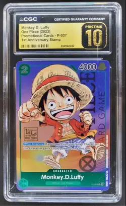 2023 ONE PIECE MONKEY D. LUFFY PROMO 1ST ANN STAMP P-037 CGC 10 PRISTINE A PT - Image 1