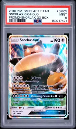 2016 POKEMON SM BLACK STAR PROMO SNORLAX GX BOX #SM05 SNORLAX GX-HOLO PSA 9 - Image 1