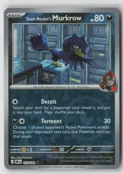 Team Rocket's Murkrow 127/182 Uncommon Destined Rivals Pokemon Reverse Holo NM - Image 1