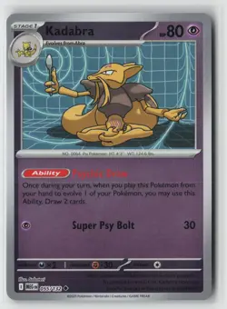 Kadabra 055/132 Uncommon Mega Evolution Pokemon Reverse Holo Near Mint - Image 1