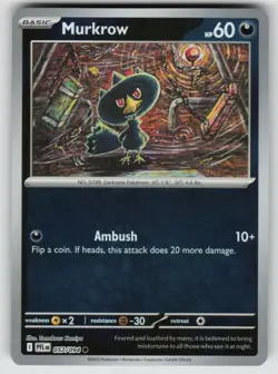 Murkrow 057/094 Common Phantasmal Flames Pokemon Reverse Holo Near Mint - Image 1
