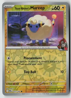 Team Rocket's Mareep 072/182 Common Destined Rivals Pokemon Reverse Holo NM - Image 1