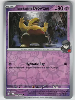 Team Rocket's Drowzee 079/182 Common Destined Rivals Pokemon Reverse Holo NM - Image 1