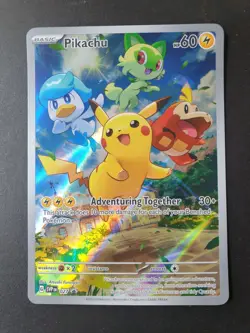 Pikachu SVP 027 Paldea Evolved ETB Black Star PROMO Pokemon Card | DENT - Image 1