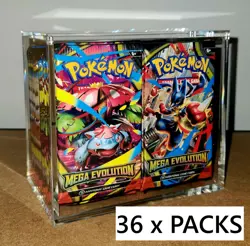 [36 Packs] Mega Evolution Booster Packs Acrylic Box Case Pokemon Card | SEALED - Image 1
