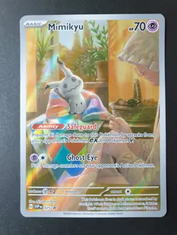 Mimikyu 075/SVP Black Star PROMO Paldean Fates ETB Pokemon Card | DENT *DMG* - Image 1