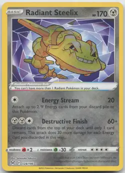 Radiant Steelix 124/196 Radiant Rare Lost Origin Pokemon NM/M - Image 1