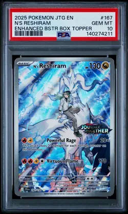 PSA 10 GEM MINT N's Reshiram #167 Journey Together STAMPED Box Topper Pokemon - Image 1