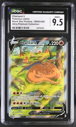 CGC 9.5 MINT+ Charizard V SWSH260 Black Star PROMO Ultra Premium UPC Pokemon - Image 1