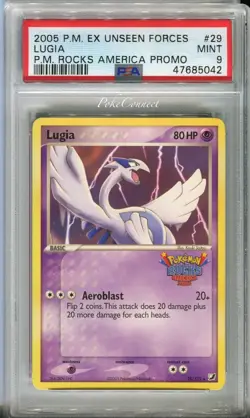 PSA 9 Pokemon Lugia Pokemon Rocks America Promo Card 2005 ex Unseen Forces #29 - Image 1