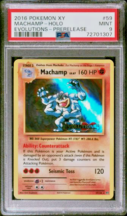 2016 #59 Machamp-Holo Pokemon PSA 9 XY Evolutions - Prerelease - Image 1