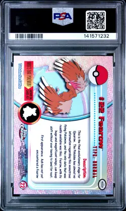 2000 TOPPS CHROME POKEMON T.V. #22 FEAROW PSA 10 - Image 2