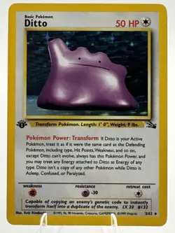 Pokemon Ditto 1st Edition Holo Fossil (3/62) WOTC 1999 LP - Image 1
