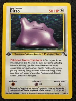 Pokemon Ditto 1st Edition Holo Fossil (3/62) WOTC 1999 LP - Image 4