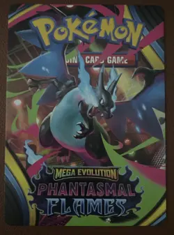 Pokemon TCG Phantasmal Flames Prerelease Trainer Tips Art Card Mega Charizard X - Image 1