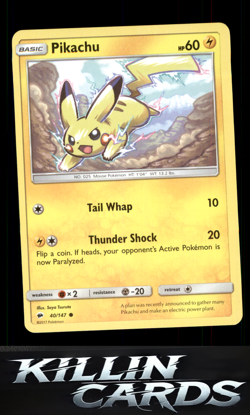 Pikachu 40/147 Pokemon Common SM - Burning Shadows Card NM - Image 1