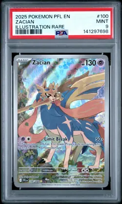 Pokemon Zacian Phantasmal Flames Illustration Rare 100/094 PSA 9 - Image 1