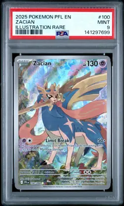 Pokemon Zacian Phantasmal Flames Illustration Rare 100/094 PSA 9 - Image 2