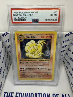 PSA 6 NINETALES Base Set 1st Edition Shadowless Holo 12/102 Pokemon Card TCG - Image 1
