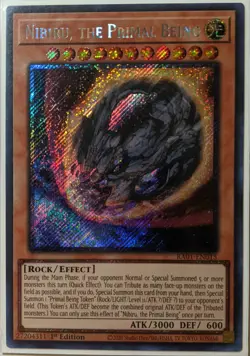 YuGiOh Nibiru, the Primal Being Platinum Secret Rare 1st Edition RA01-EN015 - Image 1