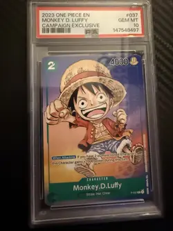 ONE PIECE LUFFY P-037 ANIME EXPO 2023 ENGLISH PSA 10 - Image 1