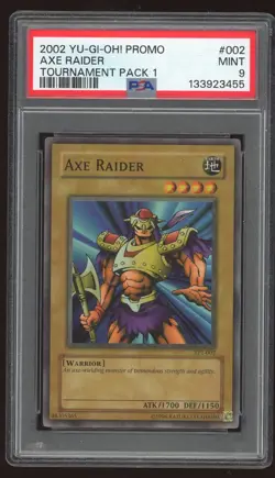 AX RAIDER YUGIOH 2002 TOURNAMENT PACK 1 TP1-002 SUPER PROMO HOLO CARD PSA 9 - Image 1