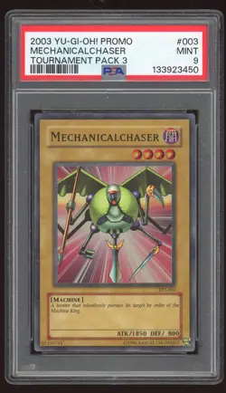 MECHANICALCHASER 2003 YUGIOH TOURNAMENT PACK 3 TP3-003 SUPER HOLO CARD PSA 9 - Image 1