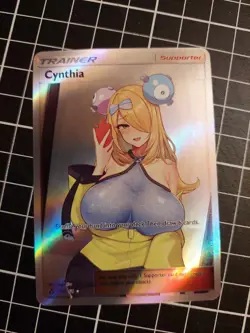 Cynthia BIG BUST Trainer Full Art Sexy Custom Pokemon Card Textured Holo - Image 1