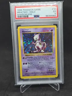Mewtwo Holo 10/102 Shadowless Game Pokemon PSA 5 - Image 1