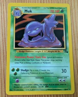 Pokemon Card - Muk Fossil 28/62 Unlimited Rare LP Vintage WOTC - Image 1