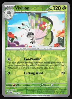 Vivillon 007/191 Uncommon Surging Sparks Pokemon Reverse Holo Near Mint - Image 1