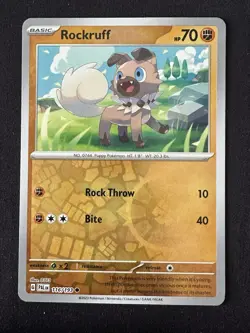 POKEMON TCG ROCKRUFF 116/193 PALDEA EVOLVED REVERSE HOLO RARE ENGLISH - Image 1