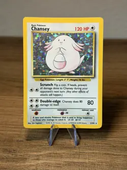 Pokemon- Chansey 3/102 Base Set Unlimited Rare Holo - Image 1