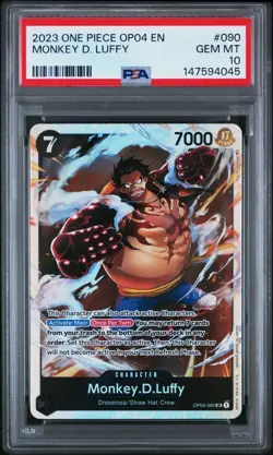 2023 ONE PIECE OP04-KINGDOMS OF INTRIGUE #090 MONKEY D. LUFFY PSA 10 - Image 1