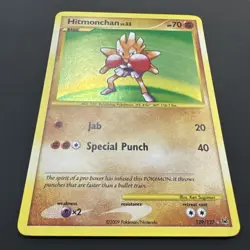 Pokemon Card: Hitmonchan HOLO SWIRL 129/127 Platinum Base Set Secret Rare! EX - Image 2