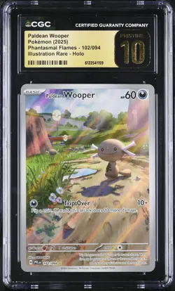 CGC 10 Paldean Wooper 102/094 Illustration Rare Holo Pokemon Pristine - Image 1