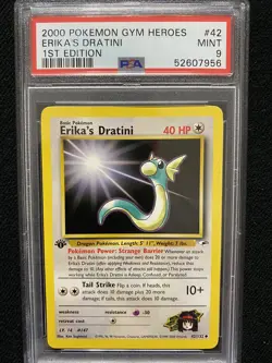2000 Pokemon Gym Heroes 1st Edition Erika's Dratini 42/132 PSA 9 Mint - Image 1