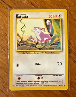 NM Rattata 61/102 original base set Pokemon 1999 - Image 1