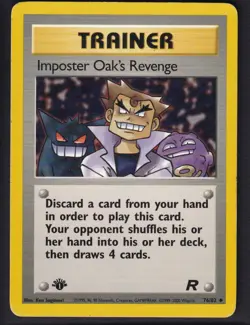 Imposter Oak's Revenge 76/82 Uncommon Team Rocket Pokemon 1st Edition LP - Image 1