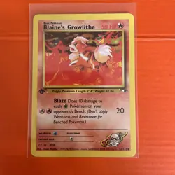 Pokemon TCG Blaine's Growlithe 62/132 1st Edition Gym Heroes CommonWOTC Vintage - Image 1
